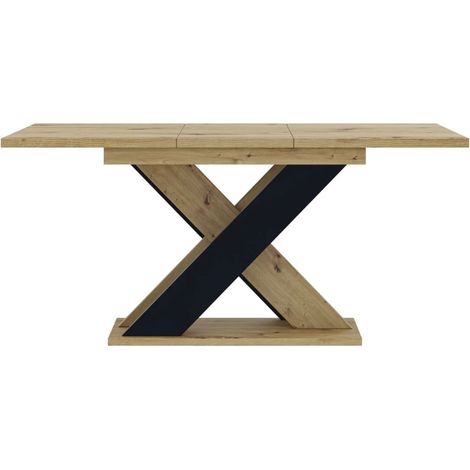 Dusine – Table à manger extensible 120-160 cm – Bois mélaminé et MDF – Rallonge intégrée avec rangement – Style moderne pour salle à manger