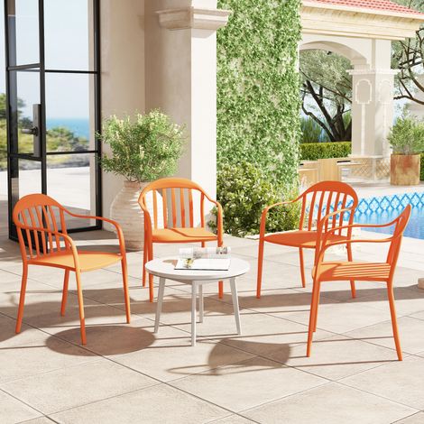 Lot de 4 chaises de jardin en plastique résistantes aux intempéries - charge jusqu’à 120 kg - empilables avec accoudoirs - DaGou - Qualité (1/4)