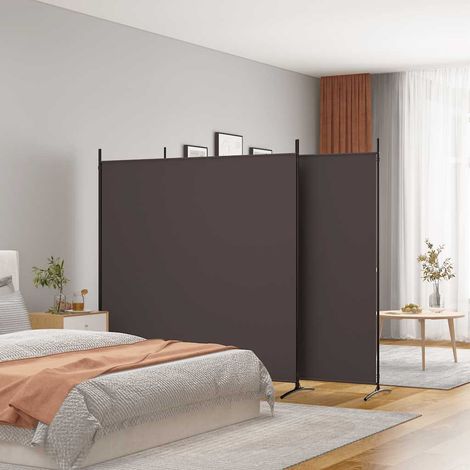 Paravent séparateur 3 panneaux pliable en tissu marron 525 x 180 cm - PANGIVO (1/5)
