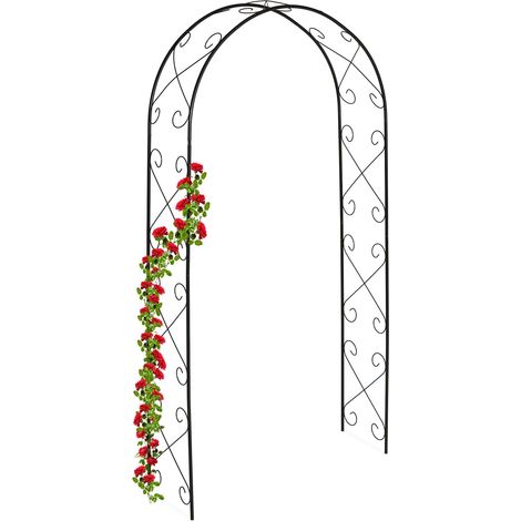 Arche de jardin décorative support plantes ornementales 200 x 100 x 40 cm en acier noir (1/4)