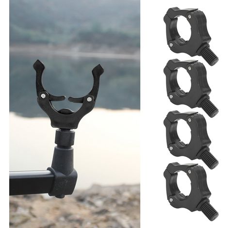 Support magnétique pour canne à pêche - Lot de 4 avec tête auto-ajustante et support noir - Équipement de pêche