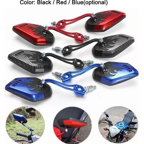 Rétroviseur de moto rétroviseurs grand angle universels Support de motif de feu sécurité de Rotation à 360 ° pour vélo ATV Dirt (1/5)