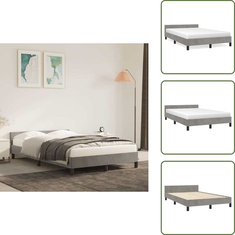 Bettgestell ohne Matratze Hellgrau 120x200 cm Samt - Samtbettwäsche - Doppelbett - Boxspringbett - Schlafzimmer Dekoration - Nachttischlampe (1/5)