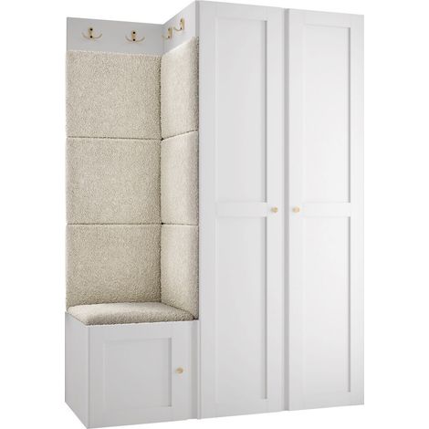 Conjunto para recibidor Hartford 379, Abriamo 3, 186x116x46cm, Aglomerado laminado, Tapiz, MDF, Montada en la pared, Colocada