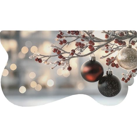 Tappeto Cucina Natale Natalizio Gomma Pvc 50x90 Cm Moderno Antimacchia Antiscivolo Addobbi Natalizi (B) (1/5)