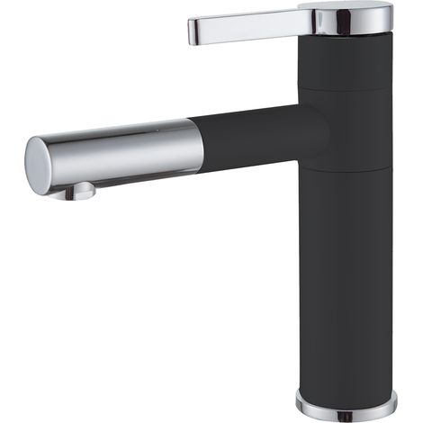 Essebagno Ultrate niedrige schwarz verchromte Waschtischarmatur