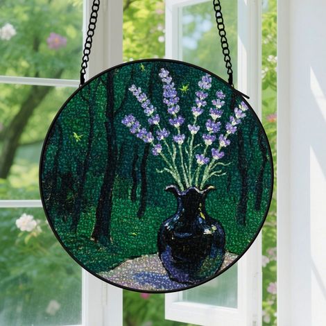 25cm Suspension décorative vitrale pour fenêtre, motif floral, décoration de jardin, cadeau pour maman, grand-mère et professeurs (1/5)