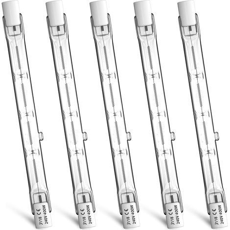 Lot de 5 Ampoule R7S 118mm 400W Halogène Dimmable Blanc Chaud 2800K Pour Projecteur Extérieur (1/5)