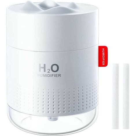 Humidificateur d'Air 500ml, Humidificateur d'air Chambre Ultra Silencieux, Purificateur d'air Portable, avec LED Veilleuse, Blanc