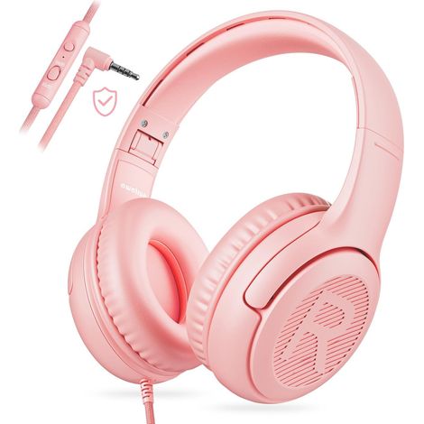 Casque audio pour enfants avec microphone, pliable, stéréo, sans nœuds, prise jack 3,5 mm, filaire, supra-auriculaire, pour enfants/ (1/5)
