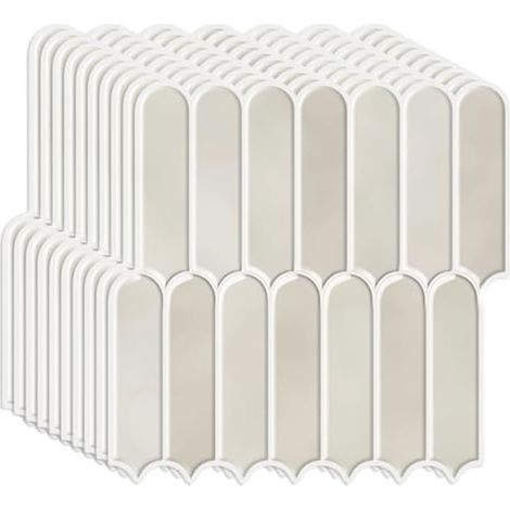 Lot de 10 autocollants pour carreaux de cuisine et salle de bain, 30 x 30 cm, imperméables, autocollants muraux de cuisine, décoration murale (beige gris) (1/5)