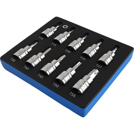 10 Piece 3/8in Drive Star Bit Socket Set T10-T55 CRV Professional Tool New (1/5)
