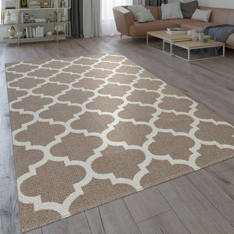 Paco Home Teppich Wohnzimmer Orient Muster Marokkanisches Design Modern Beige Creme 80x150 cm