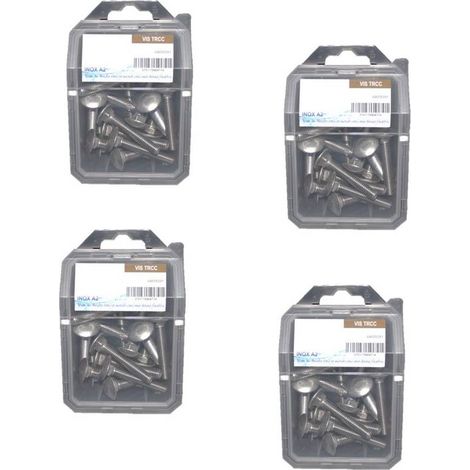 4 Coques de 30 Vis Boulons Tête Ronde Collet Carré TRCC 6 x 60 mm - Inox A2 - D-Work