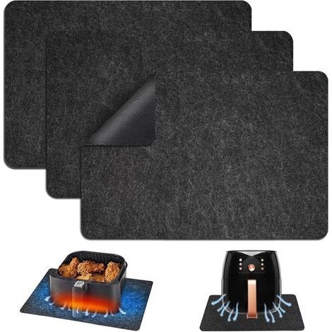 Set di 3 tappetini per friggitrice ad aria resistenti al calore, tappetino protettivo, 44 x 30 cm, tappetino in feltro antiscivolo (1/5)
