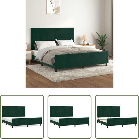 Kopfteil -  Bettgestell ohne Matratze Dunkelgrün 160x200 cm Samt (1/5)
