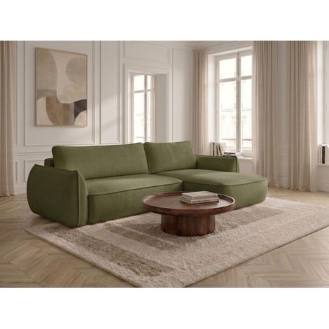 BOBOCHIC - Canapé d'angle convertible réversible ESMEE tissu chenille Réversible  Vert (1/5)