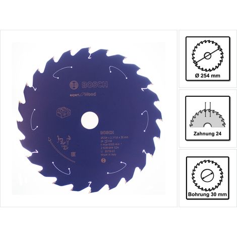 Lama per sega circolare Bosch Expert for Wood per seghe da tavolo a batteria 254 x 2,1 x 30 mm 24 - 2608644524 (1/5)