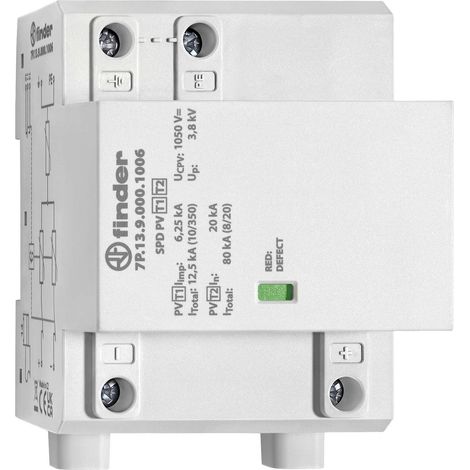 Finder 7P.13.9.000.1006 Dispositif antisurtension Protection anti-surtension pour: installation photovoltaïque 12.5 kA 1 pc(s) A960543