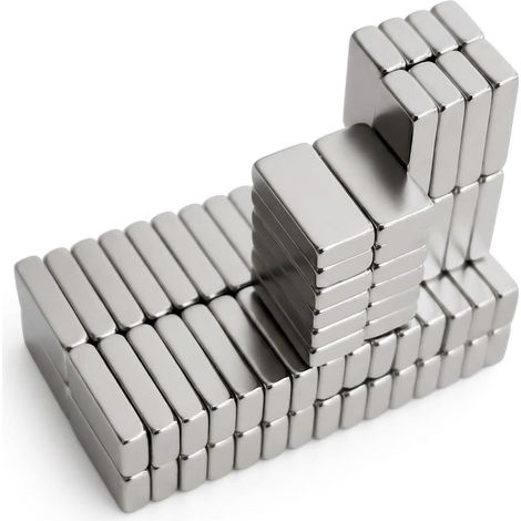 Lot de 40 mini aimants rectangulaires en néodyme extra puissants - 12 x 6 x 3 mm - Pour tableau magnétique, réfrigérateur et tableau blanc - Pratique pour photos et bureau (1/5)
