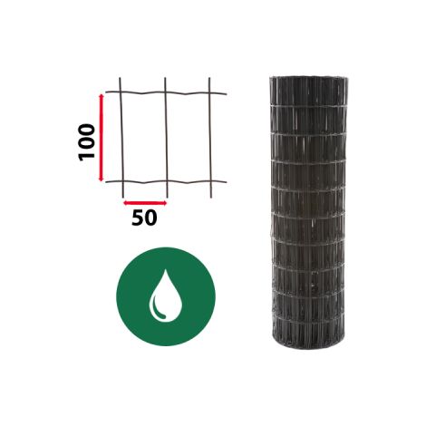 Cloture & Jardin – Kit grillage soudé vert 25m – Maille 100x50mm – Piquets en acier thermolaqué 1,45m – Résistance à la rouille (1/4)
