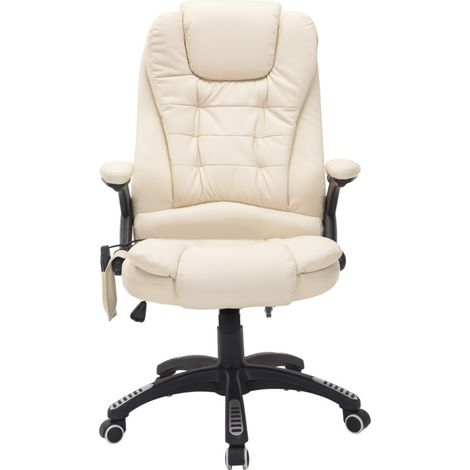 Chaise de bureau tournante en similicuir beige, confort accru par le chauffage intégré et les vibrations à 6 points (1/5)