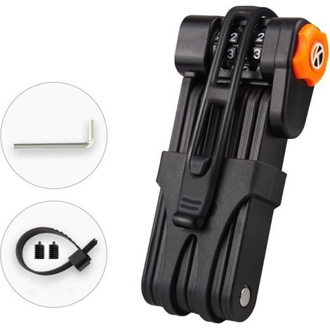 Antivol Pliable Vélo Trottinette Electrique Patinette, Cadenas Vélo Antivol Résistant aux Cisailles, Cadenas Code 4 Chiffres , 8 Maillons en Acier Extrêmement Trempé (1/4)