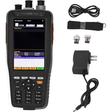 Testeur de fibre optique OTDR 4-en-1, réflectomètre optique portatif, écran 3,97 pouces, portée 0-60 km, prise américaine 100-240V, outil de diagnostic réseau (1/5)