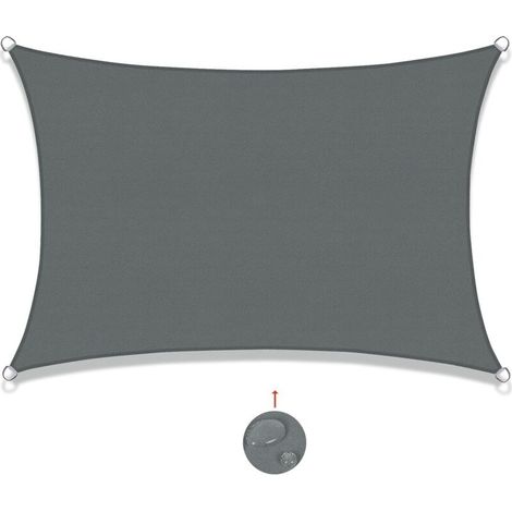 Voile d'ombrage Rectangulaire 2x4m Imperméable Toile Ombrage UV Protection pour Patio Jardin. Terrasse.Extérieur. Balcon. Gris (1/5)