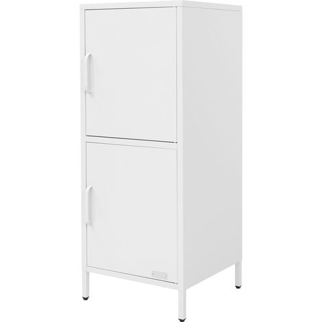 ML-Design Armadietto Portadocumenti da Ufficio Bianco 40 x 101,5 x 40 cm, Contenitore in Acciaio con 2 Ante e Ripiani Regolabili, Mobile Multiuso di Archiviazione, Organizzatore per Studio o Soggiorno