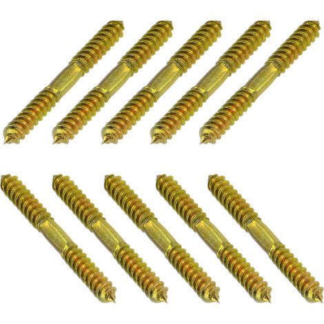 Lot de 10 Vis Autotaraudeuses à Tête Double Pointue M8 x 80mm, Vis de Cheville Double Filetage Boulon à Bois de Connecteur de Meubles (1/5)