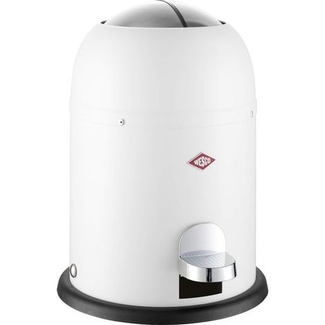 Wesco 4027801206468 Mini Master Cestino 6 L con Pedale in Acciaio Verniciato a Polvere Colore Bianco
