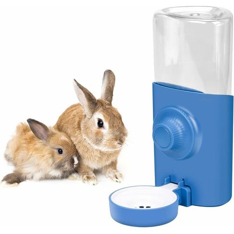 600 ml suspendu lapin fontaine d'eau automatique lapin fontaine d'eau suspendu fontaine d'eau chat Hamster lapin bleu (1/5)