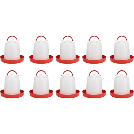 Set di 10 abbeveratoi automatici per pollame – 5 litri – per polli/pulcini – secchio per l'acqua – accessori per gabbie