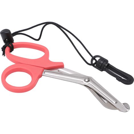 Ciseaux de plongée de sécurité en acier inoxydable avec dragonne et boucle, rose (1/5)