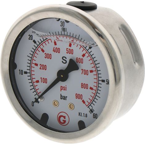 Manometro con attacco posteriore G 1/4 di pollice 60 bar 63 mm (1/3)