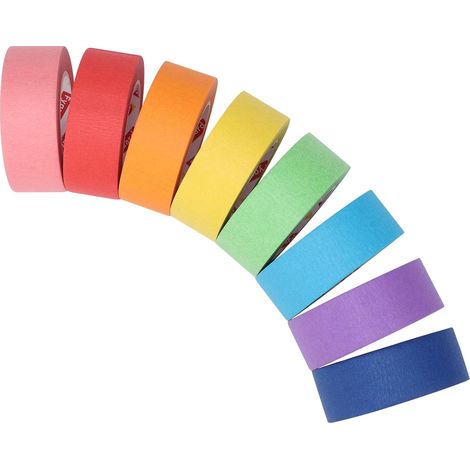 Ruban Adhésif Décoratif - 8 Rouleaux - Papier Crépon - Couleurs Arc-en-ciel - Bricolage et Scrapbooking - 23mm x 13m (1/5)