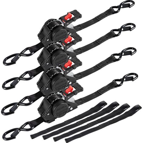 Automatik Spanngurte 4 Stück, 3m x 25mm, mit S-Haken, EN 12195-2, Schwarz (1/5)