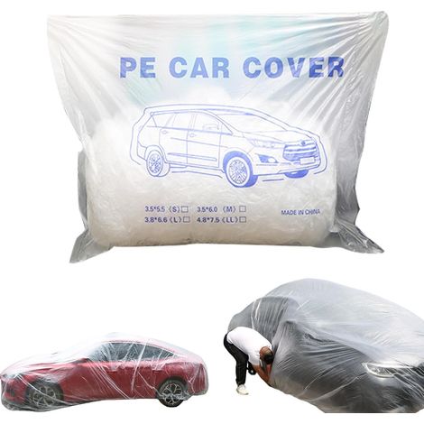 Housse de Voiture Transparente,Accessoires de Protection Pluie pour Voiture - Protection pour berline avec Bande élastique  pour extérieur intérieur Parking Garage extérieur véhicule berline (1/5)