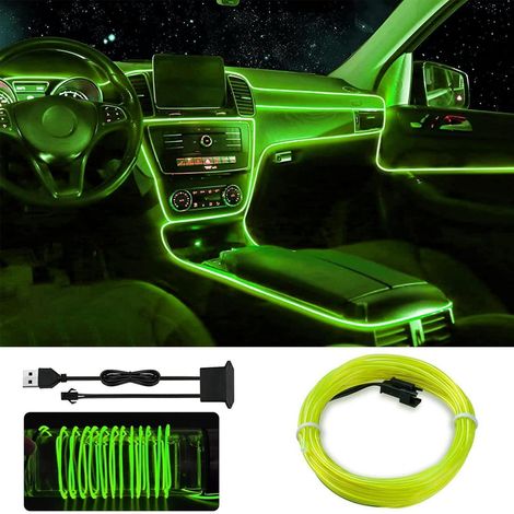 LED Innenbeleuchtung Auto 5m, Flexibler Ambiente Licht Streifen Grün, USB (1/5)