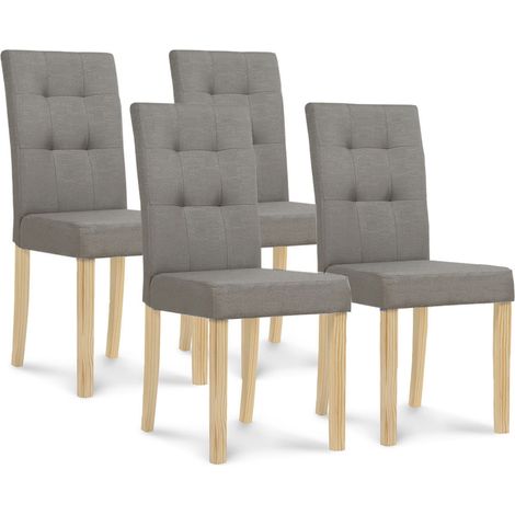 Idmarket – Lot de 4 chaises capitonnées grises POLGA – Design scandinave – Assise moelleuse – Structure en bois – Dimensions 61x43x94 cm (1/6)
