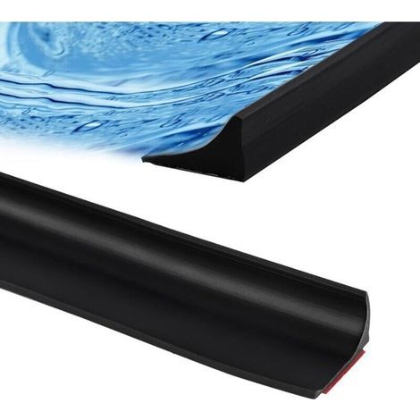 Barrage de douche pliable de 6 pi - Barrière de rétention d'eau pour seuil de douche (Noir)