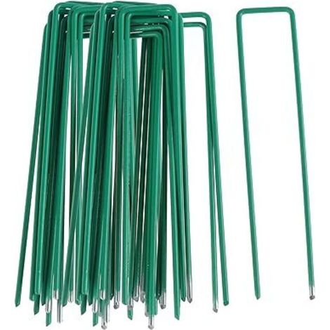 Lot de 50 piquets de fixation en acier galvanisé 150 mm – Extrémités biseautées pour pénétration facile – Pour bâche anti-mauvaises herbes - 50pcs