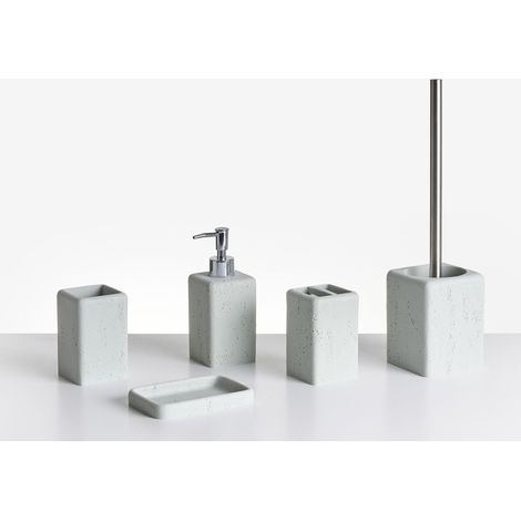 5-Piece Bathroom Accessories Set VILCANOTA Grey Concrete Effect