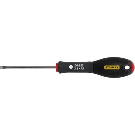 Stanley – Tournevis plat 3,5x75mm – Lame en acier au chrome vanadium – Poignée ergonomique antidérapante – Pour travaux électriques de précision