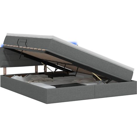 Maison Exclusive - LED-Speicherbett mit Matratze Dunkelgrau 140 x (1/5)