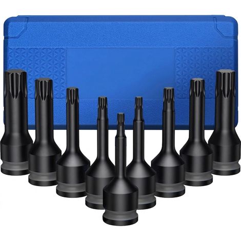 Juego de puntas de vaso de impacto TORX de 1/2". T20, T25, T30, T40, T45, T50, T55, T60, T70. Llave de vaso ESTRELLA PUNTAS TORX. Juego de 9 piezas (1/3)