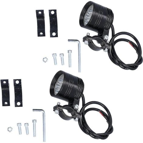 Kit de 2 phares de moto à LED avec projecteur, 6 LED et feux antibrouillard réglables ( ) (1/4)