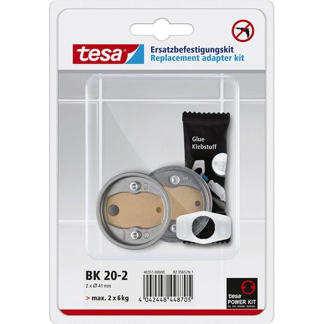 tesa Power.Kit BK20-2 Adattatore, kit di ricambio autoadesivo, anello in zama, diametro 41mm, altezza 8mm (1/4)
