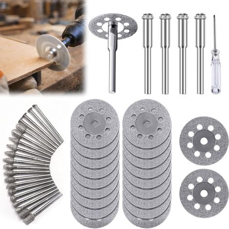 20 Pcs Mini Disque à Découper Diamanté: Kit Mini Disques Diamant 22 mm avec Mandrin 3 mm, Disque à Tronçonner pour Coupe Verre Pierre Céramique Carrelage, Accessoire Mini Outil Rotatif (1/5)